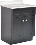 Design House Brookings 25 Inch Bathroom Vanity with Top, Ready to Assemble, Brown, 584755