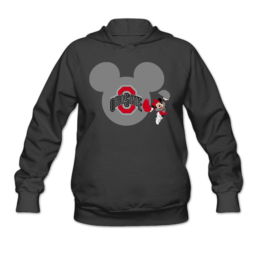 POOZ Women's Ohio State Buckeyes Football Hooded Sweatshirt Black Size S