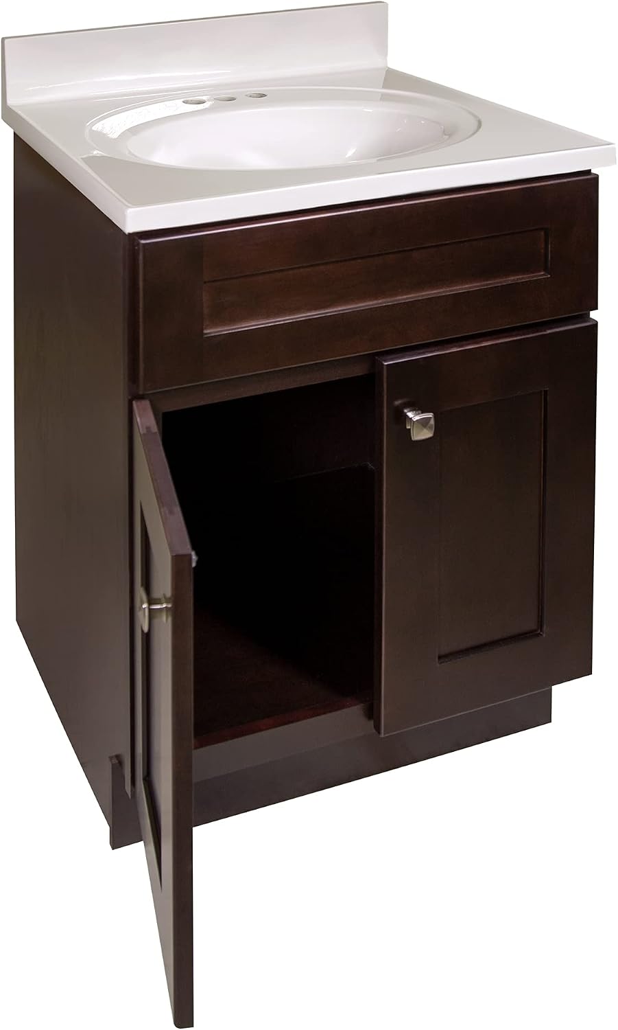 Design House Brookings 25 Inch Bathroom Vanity with Cultured Marble Vanity Top - Unassembled Bathroom Vanity with Sink, Espresso