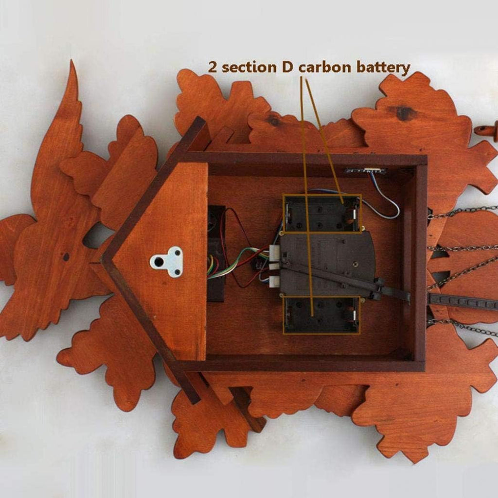 Wooden Cuckoo Clock with Hand Carving, Falcon-Themed European Retro Solid Wood Wall Clock for Living Room, Study, Office, Gifts for Kids, Home Decoration