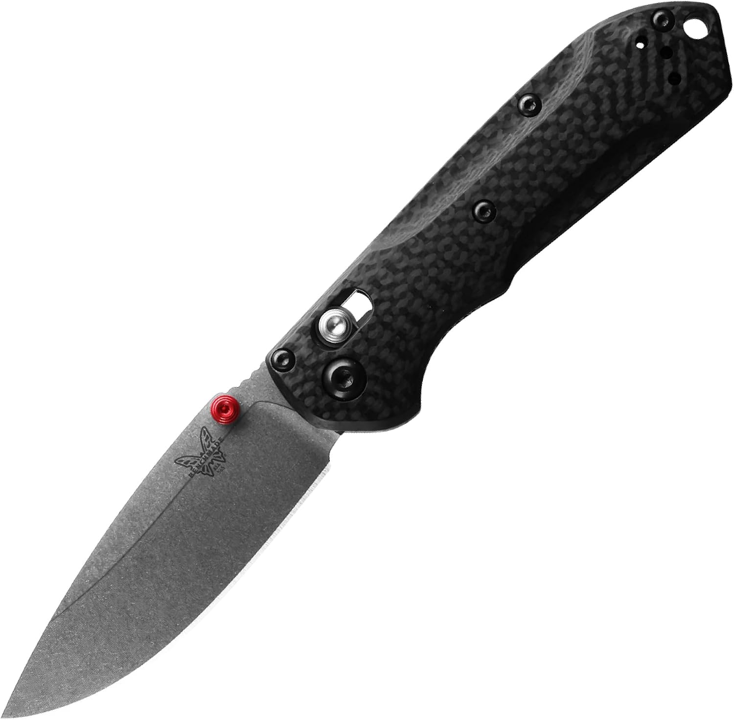 Benchmade - Mini Freek Outdoor EDC Knife, Drop-Point Blade with Black Carbon Fiber Handle (565-1)