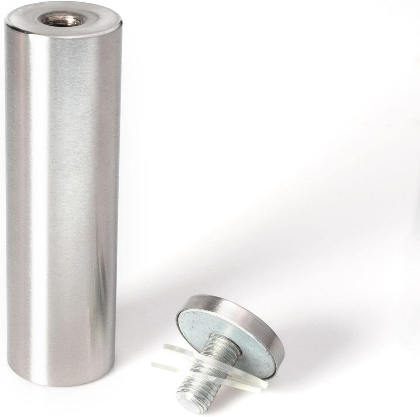 Stainless Steel Standoff 1-1/4 Inch Diameter x 4 Inch Barrel Length Brushed Finish for PVC, Glass and Acrylic Sign Stand Off Wall Anchors and Screws 100 Piece Commercial Space Pack