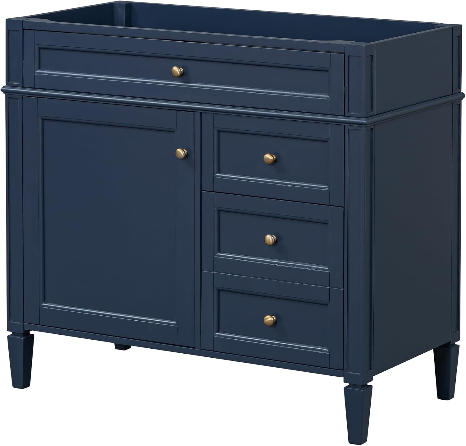 36'' Bathroom Vanity Without Top Sink, Modern Bathroom Storage Cabinet with 2 Drawers and a Tip-Out Drawer, Only Cabinet, Blue