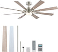 VONLUCE Ceiling Fans with Lights, 60 Inch Ceiling Fan and Remote, 3CCT, 6 Speeds Reversible Quiet DC Motor, Ceiling Fan for Living Room Farmhouse Bedroom Kitchen Patio Indoor, Nickel