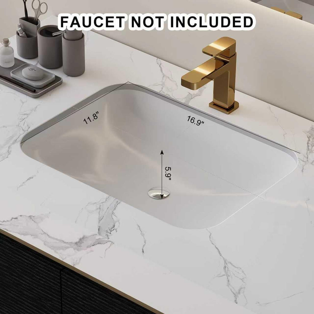 Glintee 36' Modern Bathroom Vanity with Ceramic Sink – Sintered Stone Top, 4 Soft-Close Drawers, Sturdy Solid Wood Cabinet, Wall-Mounted or Freestanding, Easy Assembly, Black & White