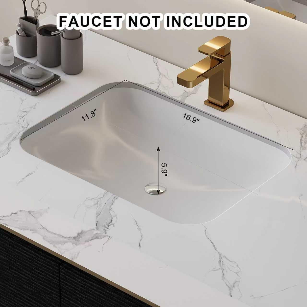 Glintee 36' Modern Bathroom Vanity with Ceramic Sink – Sintered Stone Top, 4 Soft-Close Drawers, Sturdy Solid Wood Cabinet, Wall-Mounted or Freestanding, Easy Assembly, Black & White