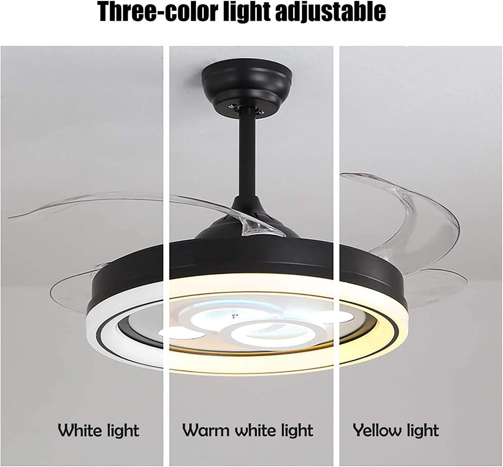 Modern Frequency Conversion LED Ceiling Fan with Lighting Dimming with Remote Control Modern Fan Chandelier Ceiling 72W Silent Invisible Ceiling Fan Light Bedroom Pendant Lights
