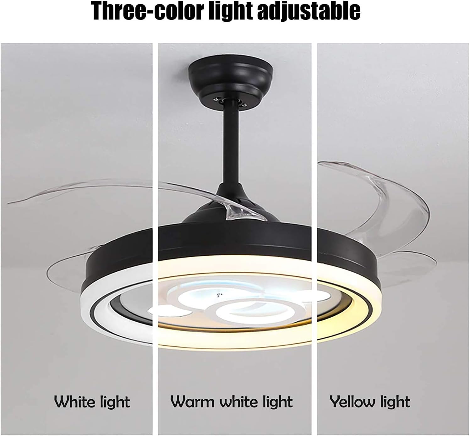 Modern Frequency Conversion LED Ceiling Fan with Lighting Dimming with Remote Control Modern Fan Chandelier Ceiling 72W Silent Invisible Ceiling Fan Light Bedroom Pendant Lights