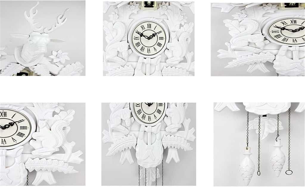 Cuckoo Clock,Wooden Wall Clock,Cuckoo Clock with Night Mode, Hand Carved Bird, Weights and Swinging Pendulum,for Home Decorate