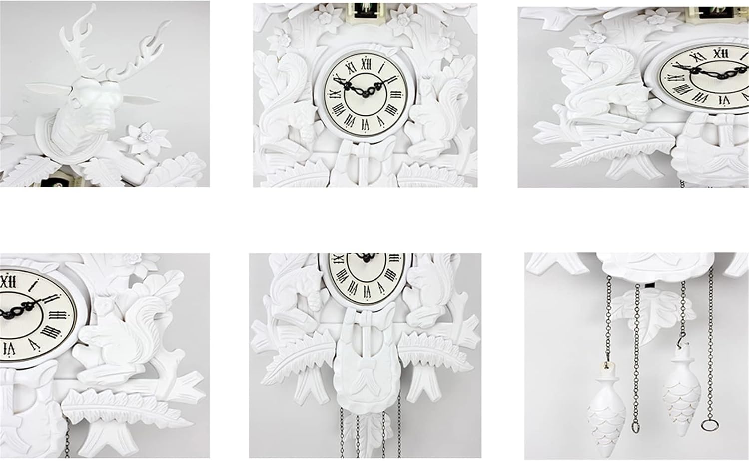 Cuckoo Clock,Wooden Wall Clock,Cuckoo Clock with Night Mode, Hand Carved Bird, Weights and Swinging Pendulum,for Home Decorate