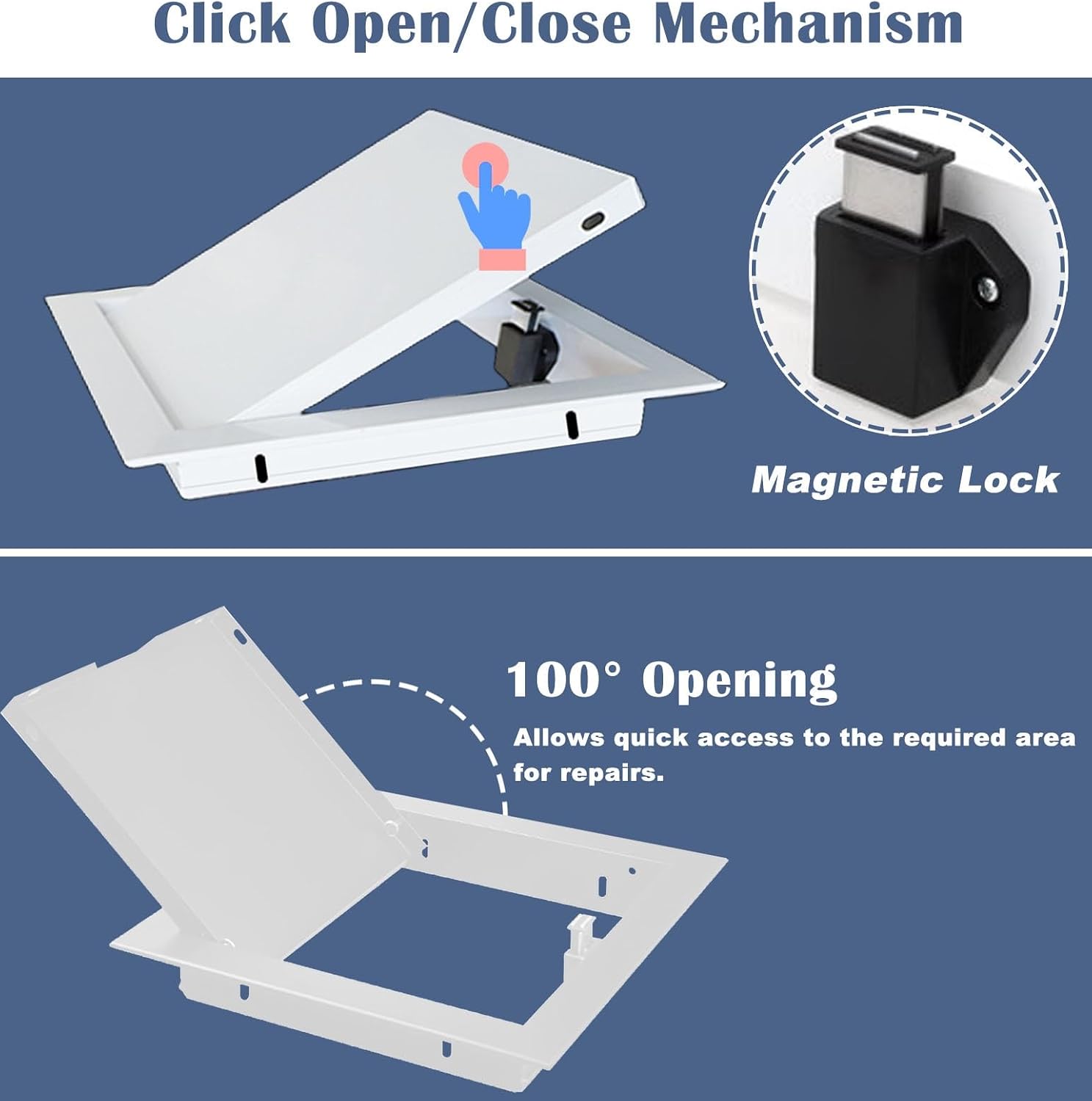Push to Open Access Panel Screw in, Metal Attic Door/Wall and Ceiling Electrical Plumbing Access Door, Easy Access Flush Wall Hole Cover(31x16in(80x40cm))
