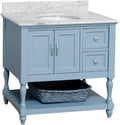 Kitchen Bath Collection Beverly 36-inch Bathroom Vanity (Carrara/Powder Blue): Includes Powder Blue Cabinet with Authentic Italian Carrara Marble Countertop and White Ceramic Sink
