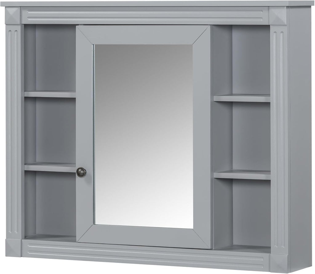 Virubi Bathroom Medicine Cabinet with Mirror, 35' W x 27.5' H Wall Cabinet with Door and Adjustable Shelves, Over Toilet Storage Cabinet, Wall-Mounted Bathroom Mirrors for Over Sink