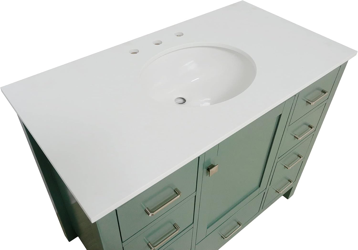Horizon 42-inch Bathroom Vanity (Engineered White/Sage Green): Includes Sage Green Cabinet with Engineered White Countertop and White Ceramic Sink