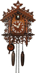 Retro Cuckoo Clocks, Cuckoo Clock with Night Mode, Hand Carved Bird, Weights and Swinging Pendulum,for Wall Art Home Living Room Kitchen Office Decor,Brown (Brown a)