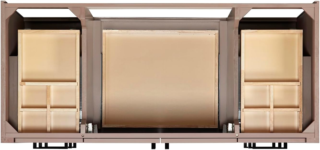 ARIEL Loren 48-inch Bathroom Vanity with Sink,Solid Wood, 1.5-inch Pure White Quartz Countertop, Single Rectangular Porcelain Sink, 2 Soft Closing Doors, 7 Dovetail Drawers, Mocha