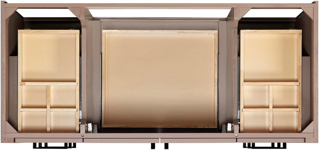 ARIEL Loren 48-inch Bathroom Vanity with Sink,Solid Wood, 1.5-inch Italian Carrara Marble Countertop, Single Rectangular Porcelain Sink, 2 Soft Closing Doors, 7 Dovetail Drawers, Mocha