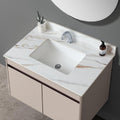 37' Bathroom Vanity Top with Ceramic Undermount Sink & Backsplash,Calacatta Gold Sintered Stone Counter Top, Single Hole Vanity Sink Top