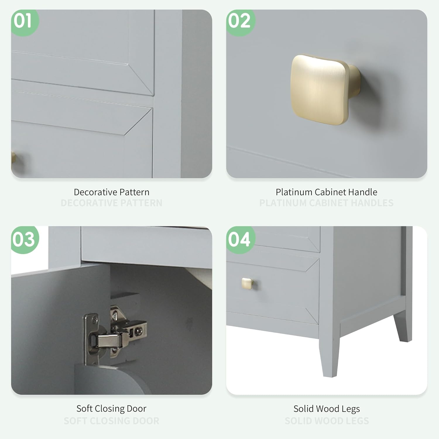 Harper & Bright Designs 20' Bathroom Vanity with Sink, Free Standing Single Vanity Set with One Drawer, and Door Storage Shelf, Solid Wood Storage Cabinet with Ceramic Basin for Bathroom, Grey