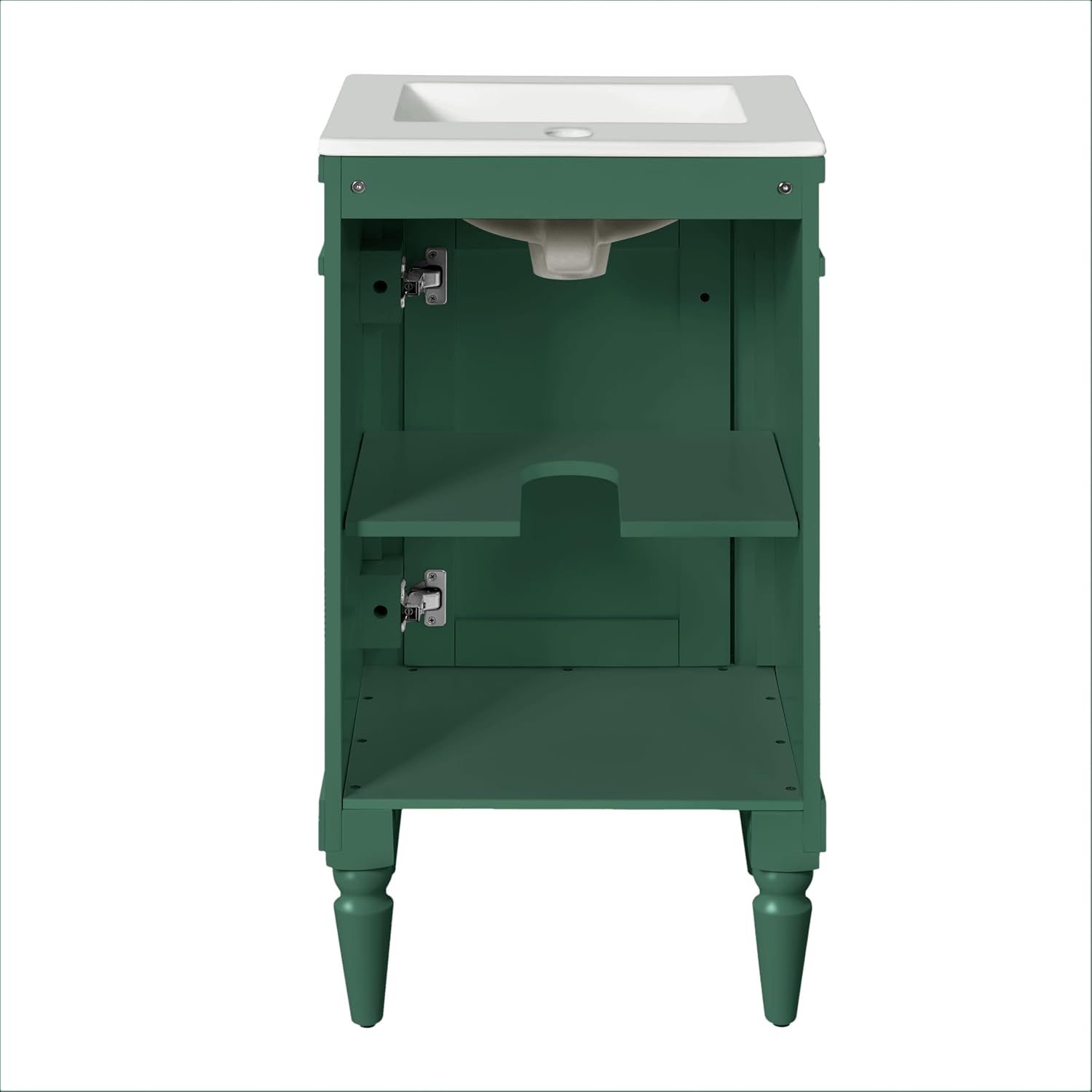 VilroCaz Modern 18'' Bathroom Vanity with Top Sink, Freestanding Bathroom Storage Cabinet with Door and Adjustable Shelf, Single Sink Cabinet with Nordic Style Legs (Green-Retro)