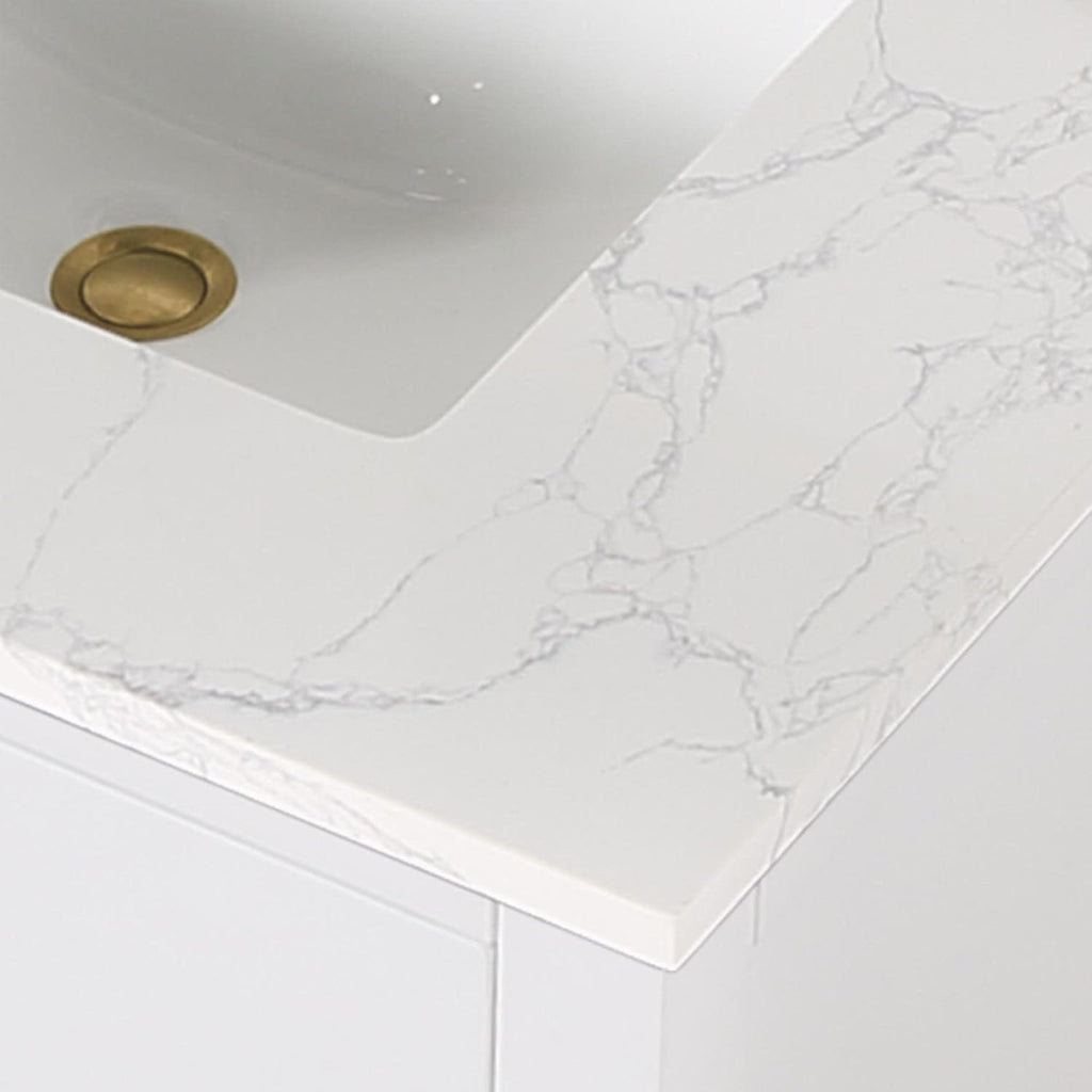Altair Design Gavino 30' Wood Vanity in Royal Blue with Composite Stone Top no Mirror