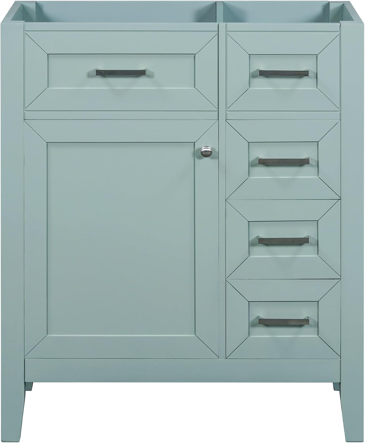30 Inch Bathroom Vanity Without Sink, Base Only, Storage Cabinet with Doors and Drawers, Green