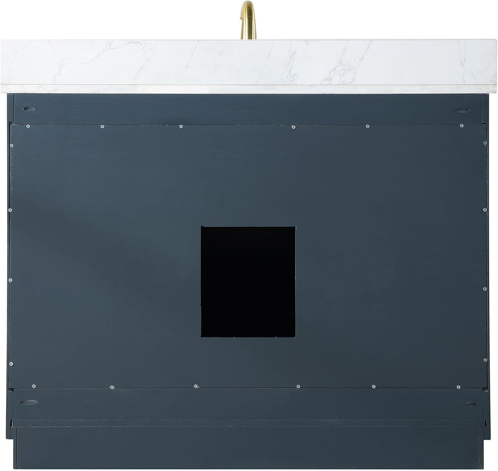 Gazsi 42' Wood Vanity in Charcoal Blue with Composite Stone Top Without Mirror