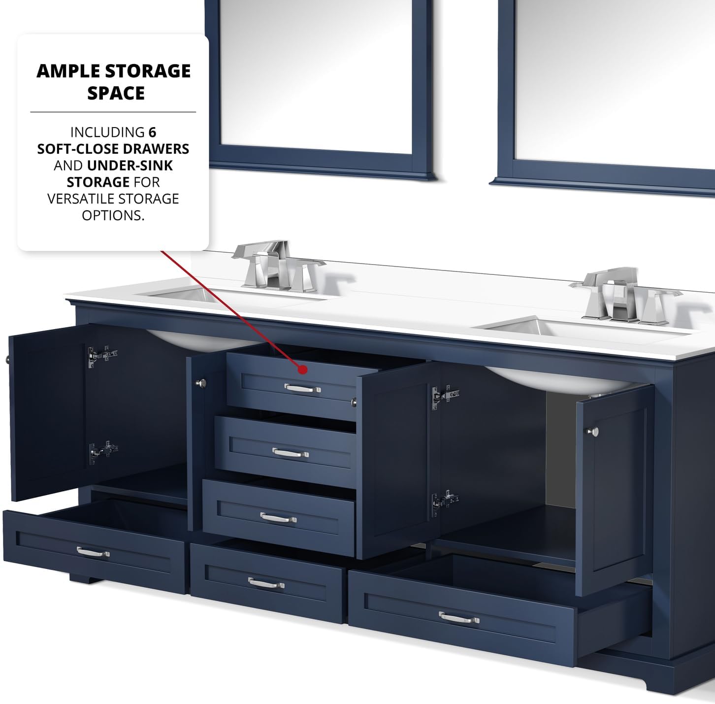 Dukes 80 in. W x 22 in. D Navy Blue Double Bath Vanity and Cultured Marble Top