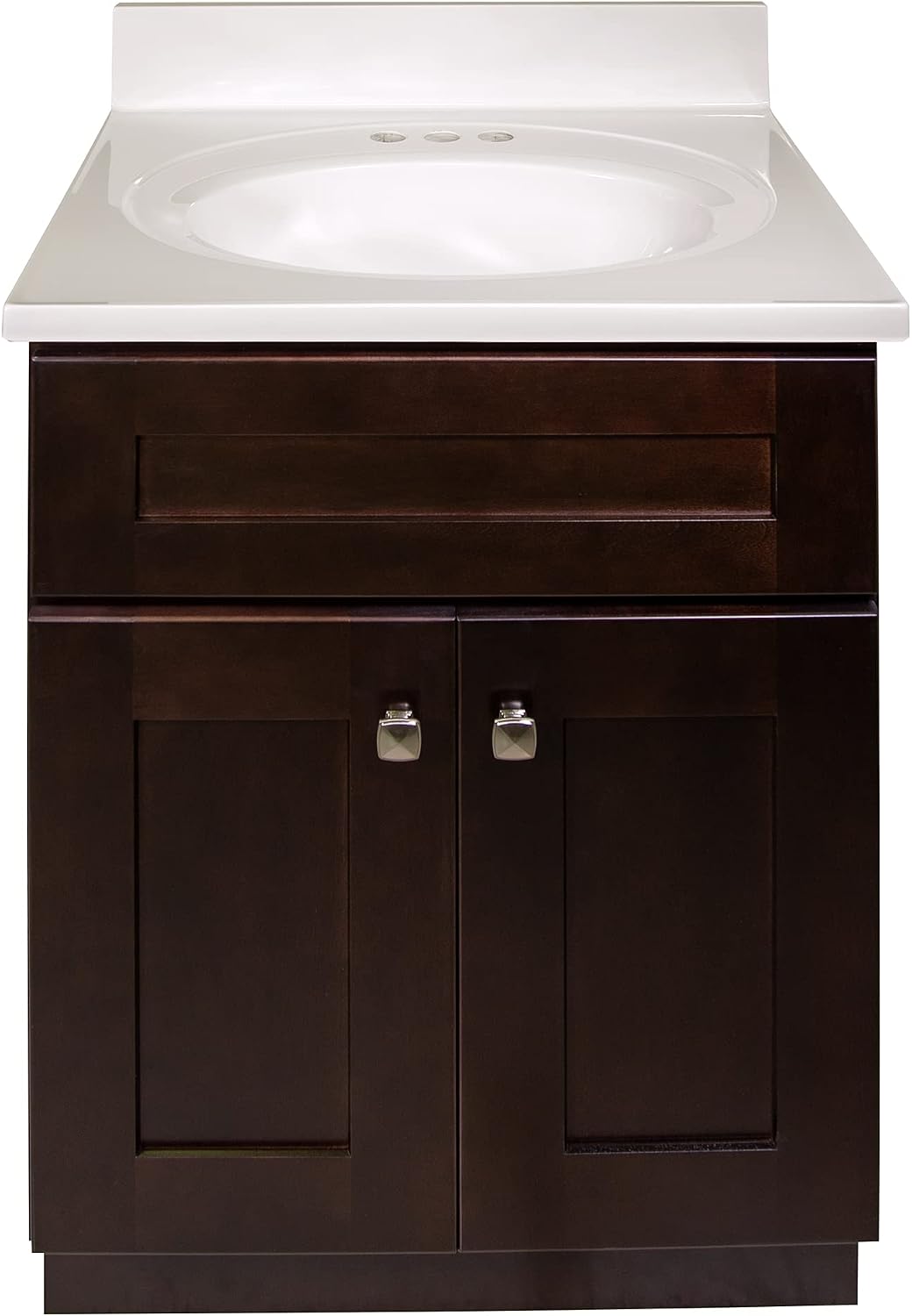 Design House Brookings 25 Inch Bathroom Vanity with Cultured Marble Vanity Top - Unassembled Bathroom Vanity with Sink, Espresso