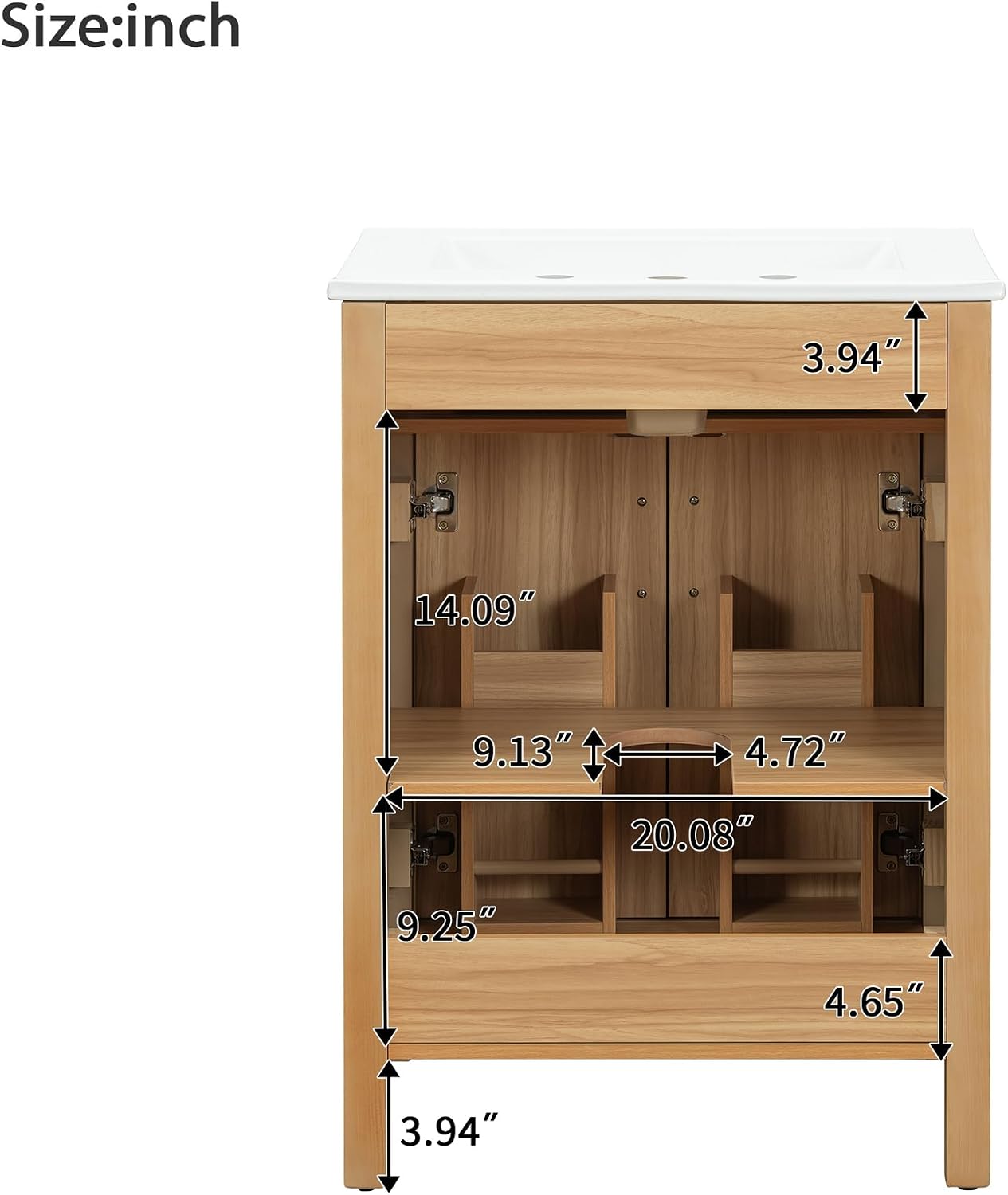 Harper & Bright Designs 48' Bathroom Vanity Set with Double Sink, Free Standing Single Basin Vanity with Tip-Out Drawer & Adjustable Shelf, Wood Storage Cabinet with Ceramic Basin for Bathroom, Wood