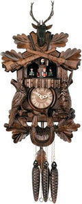 One Day Musical Hunter's Cuckoo Clock with Dancers, Hand-Carved Animals, and Buck - 17 Inches Tall - Model # MD419-17
