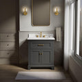 Kohler Charlemont 30' Bathroom Vanity Cabinet with White Sink and Quartz Top, Modern Bathroom Storage, Dark Warm Grey, K-29260-BD1-DWG