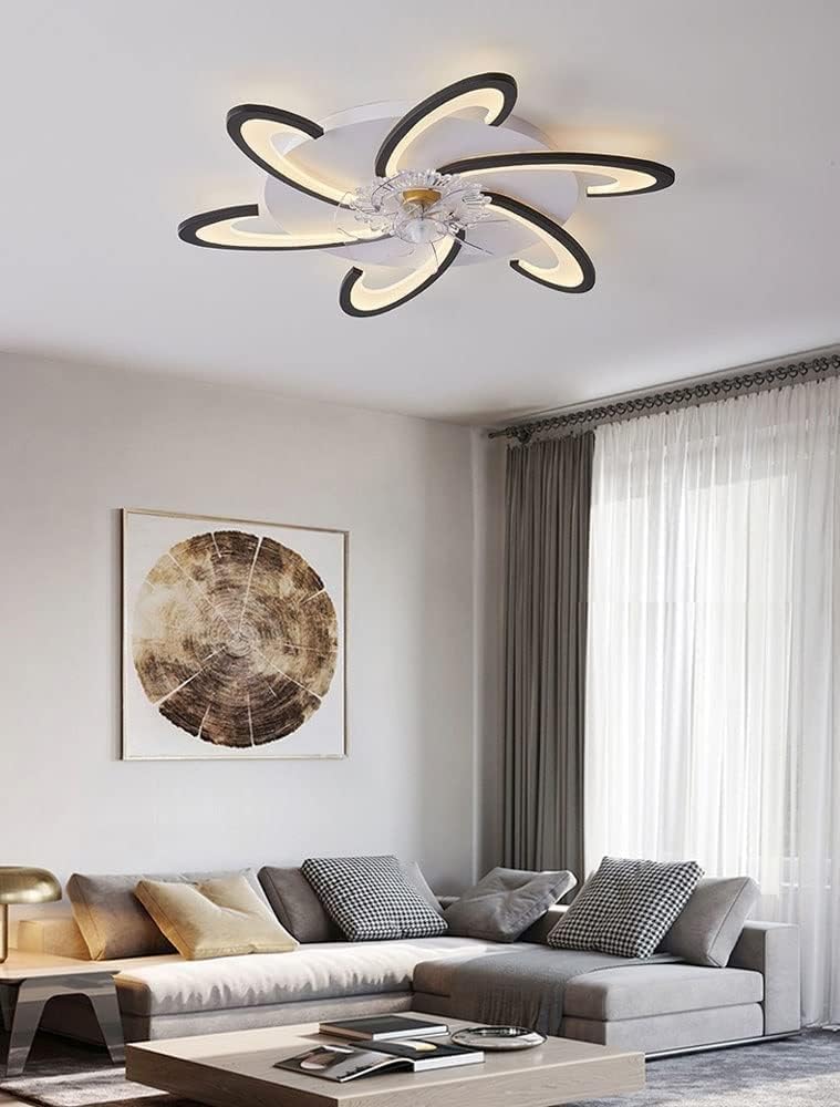 Nordic Black Ceiling Fan Light with Remote Control Silent Ceiling Fan with Lights DC Motor 6-Speed Dimmable Ultra Thin Ceiling Fan Lamp for Bedroom Lounge Kitchen LED Boy Girl