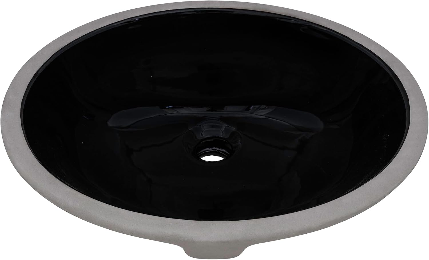 Ruvati 16 x 13 inch Undermount Bathroom Sink Black Oval Porcelain Ceramic with Overflow - RVB0618BK