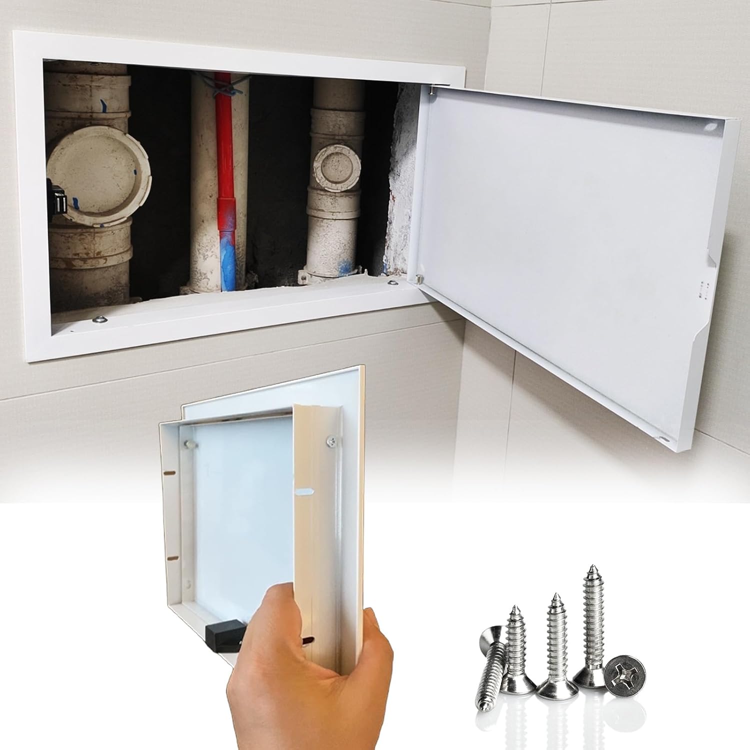Push to Open Access Door for Easy Access, Walls & Ceilings Access Panel with Screws, Conceal Wiring Plumbing Wall Hole Cover Plate, Custom Size(22x22in(55x55cm))