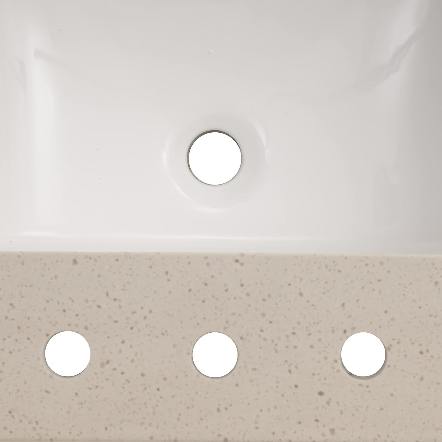 MSI Iced White Vanity Top with Under Mount Rectangle Ceramic Sinks, Engineered Marble Stone, 4' CC Faucet Holes, 31'X22'