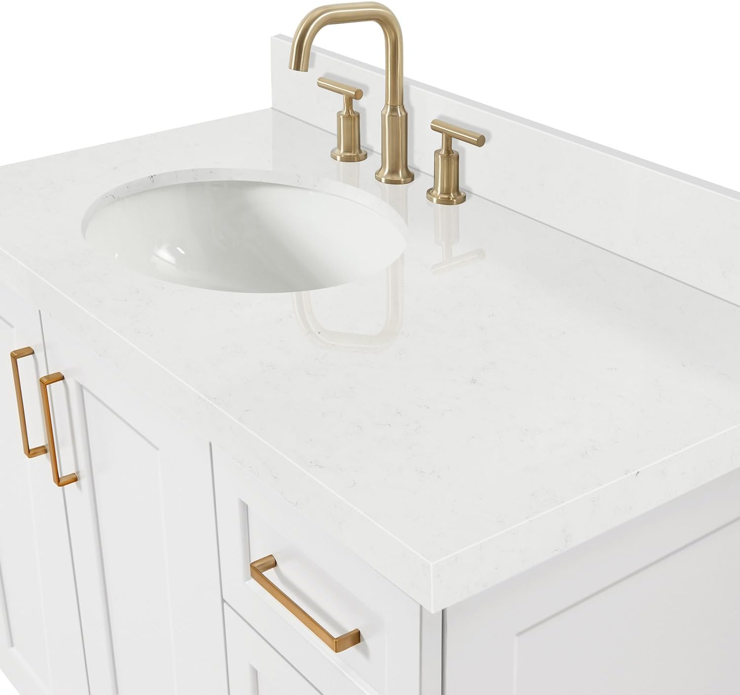 ARIEL Taylor 42 in. Left Offset Oval Sink Bathroom Vanity with Carrara White Quartz Countertop 1.5 Edge in Midnight Blue