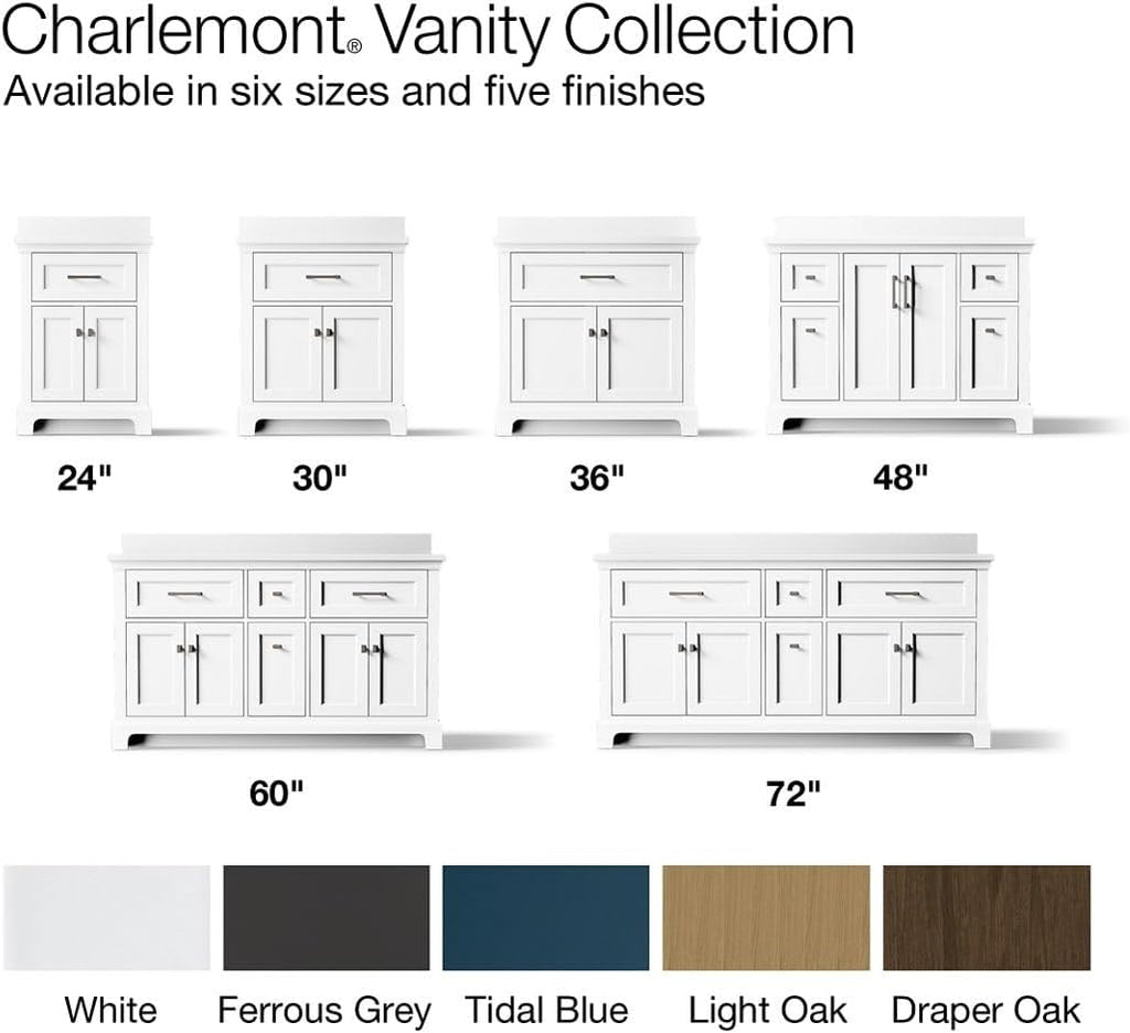 Kohler 29260-BD1-DAK Charlemont 30 in. Bathroom Vanity Cabinet with Sink and Quartz top, Draper Oak