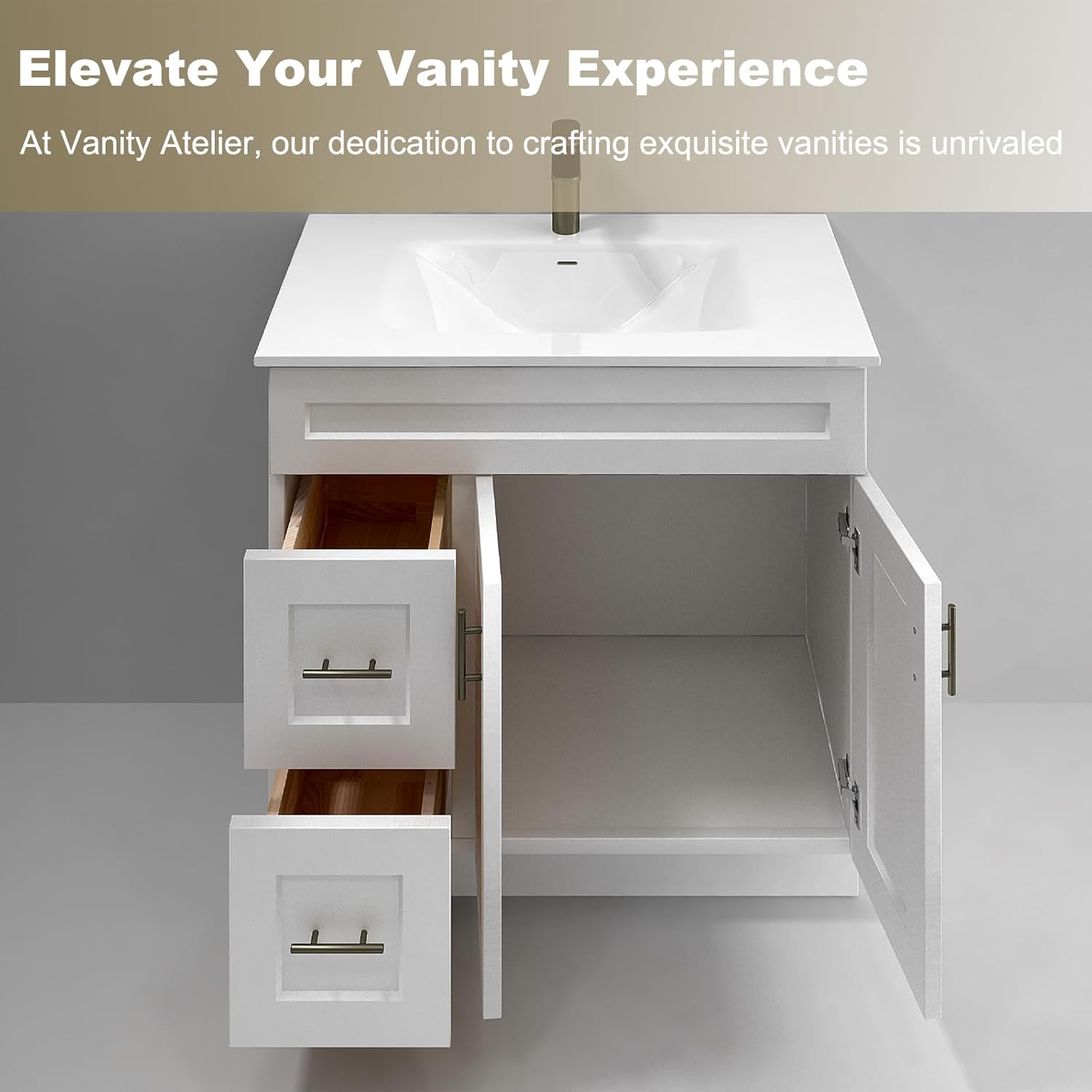 White Shaker Bathroom Vanity Sink Base with Drawers 36' Ready-to-Assemble Cabinet