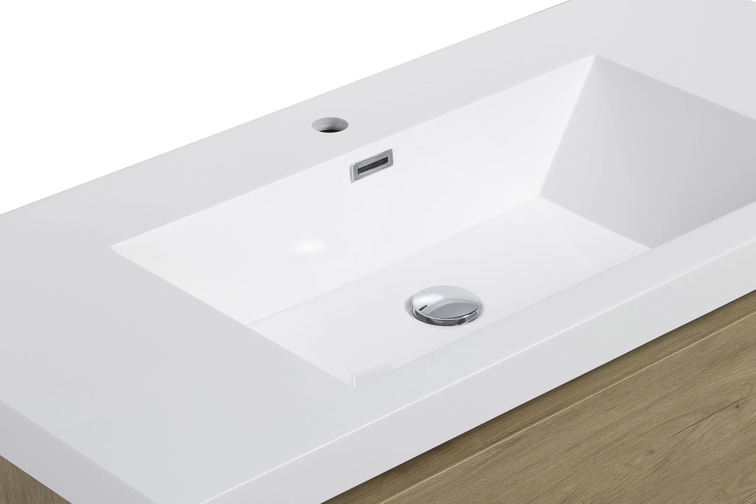42' Floating Bathroom Vanity with Sink, Modern Wall Mounted Bathroom Storage Vanity Cabinet with Resin Top Basin and Soft Close Drawers, Natural Oak 24V11 42NO