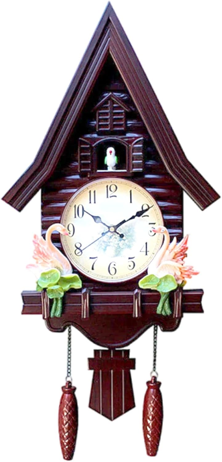 Cuckoo Clocks for Wall,Cuckoo Clocks,Wall Clock,Home Decor Wall Clock Traditional Cuckoo Clock Wall Decor Clock Vintage Cuckoo Clocks Office Decor Gift (Red Brown)