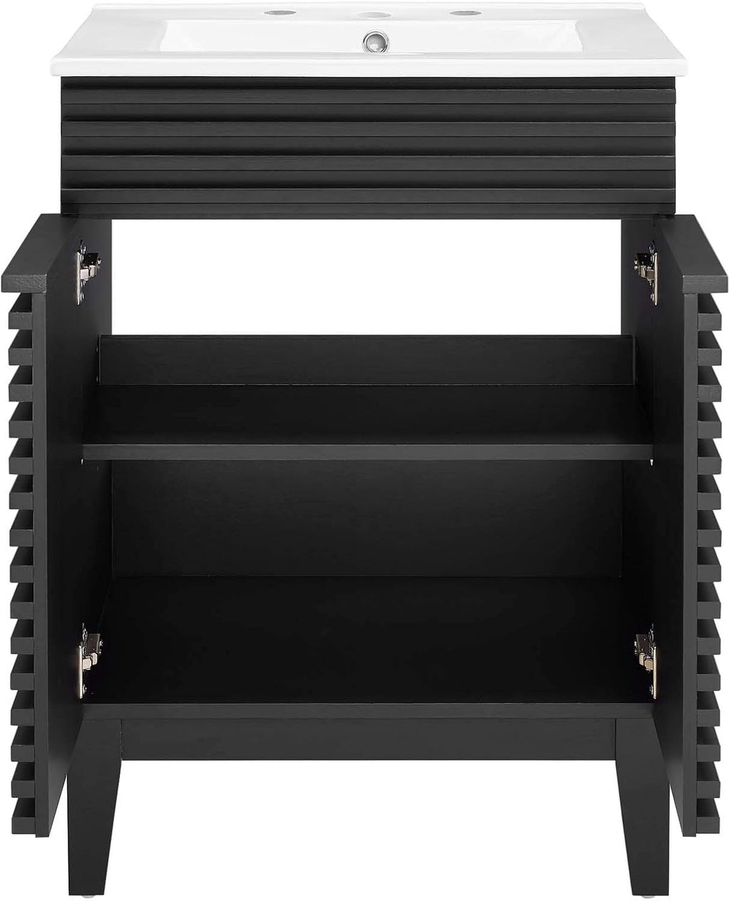 Modway Render Mid-Century Bathroom Vanity with Sink in Black White