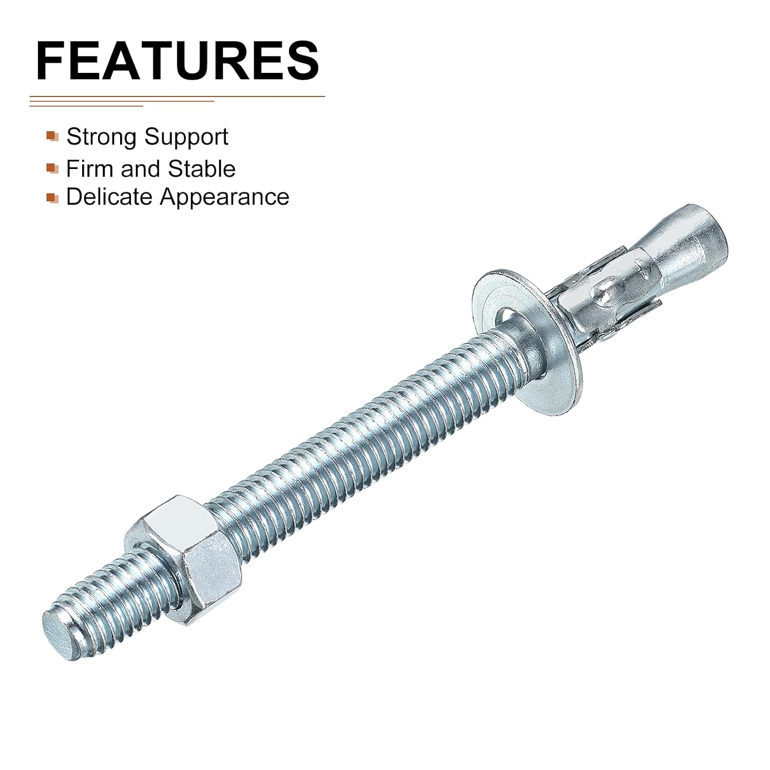 DTGN 5/8' x 6' Wedge Anchors - 50Pack - Good for Cement and Concrete Wall - Carbon Steel Zinc Plated Screw Bolt Nut Expansion Tube Fasteners