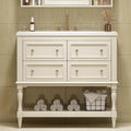 Virubi 36'' Bathroom Vanity with Single Sink, Freestanding Sink Cabinet with 4 Drawers and Open Shelf, Solid Wood Frame Bathroom Storage Cabinet