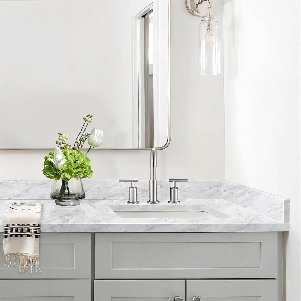 48 Inch Natural Marble Bidesplash for Bathroom Vanity Sink Top,Universal Bathroom Vanity Backsplashes,48 in. W x 4 in. H Backsplash in Carrara Marble
