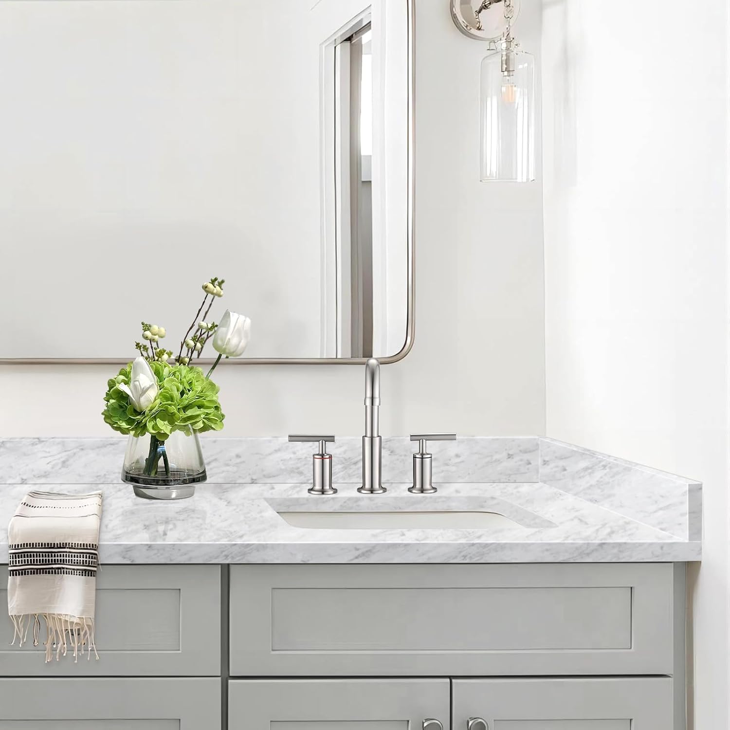 36 Inch Natural Marble Bidesplash for Bathroom Vanity Sink Top,Universal Bathroom Vanity Backsplashes,36 in. W x 4 in. H Backsplash in Carrara Marble