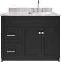 ARIEL Hamlet 43 in. Right Offset Rectangle Sink Vanity with 0.75 in. Carrara White Countertop in Black