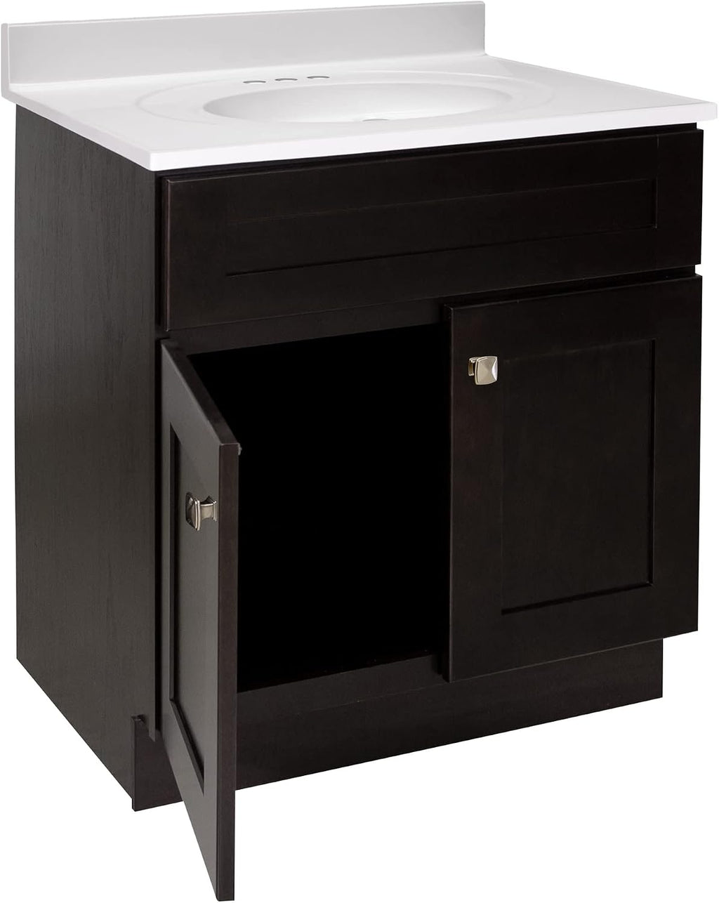 Design House Brookings 31 Inch Bathroom Vanity with Top, Ready to Assemble, Brown, 585273