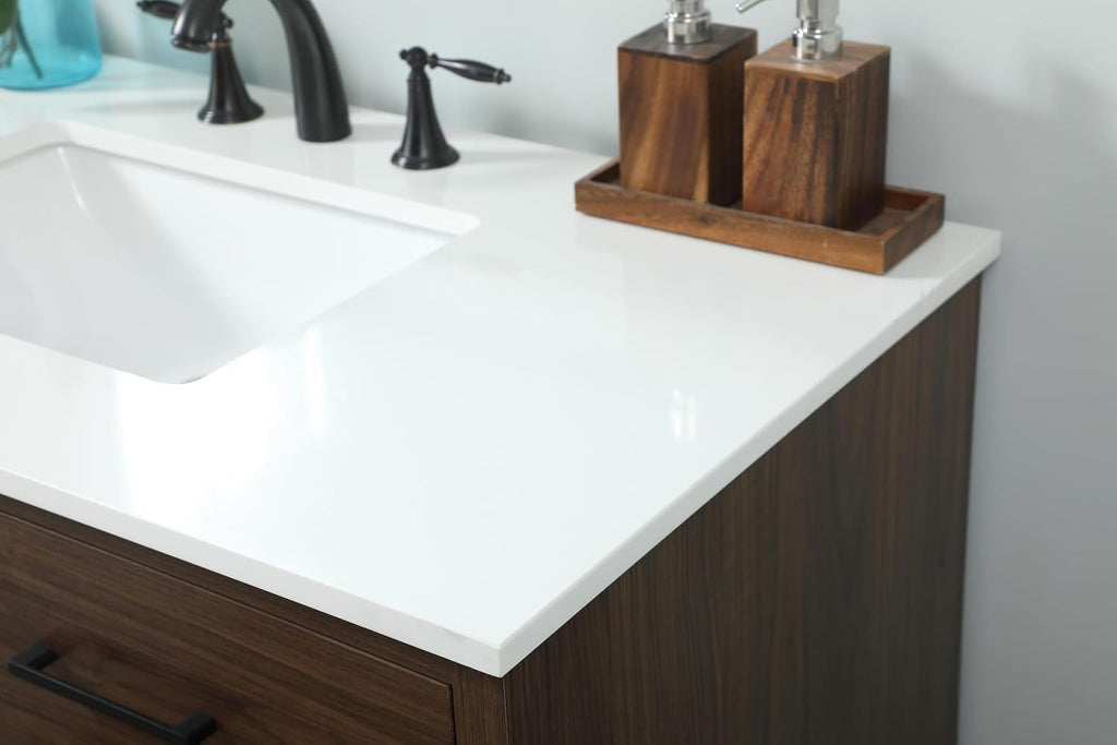 42' Bathroom Vanity, Engineered Wood (MDF/Laminate), Brown/Dark Wood