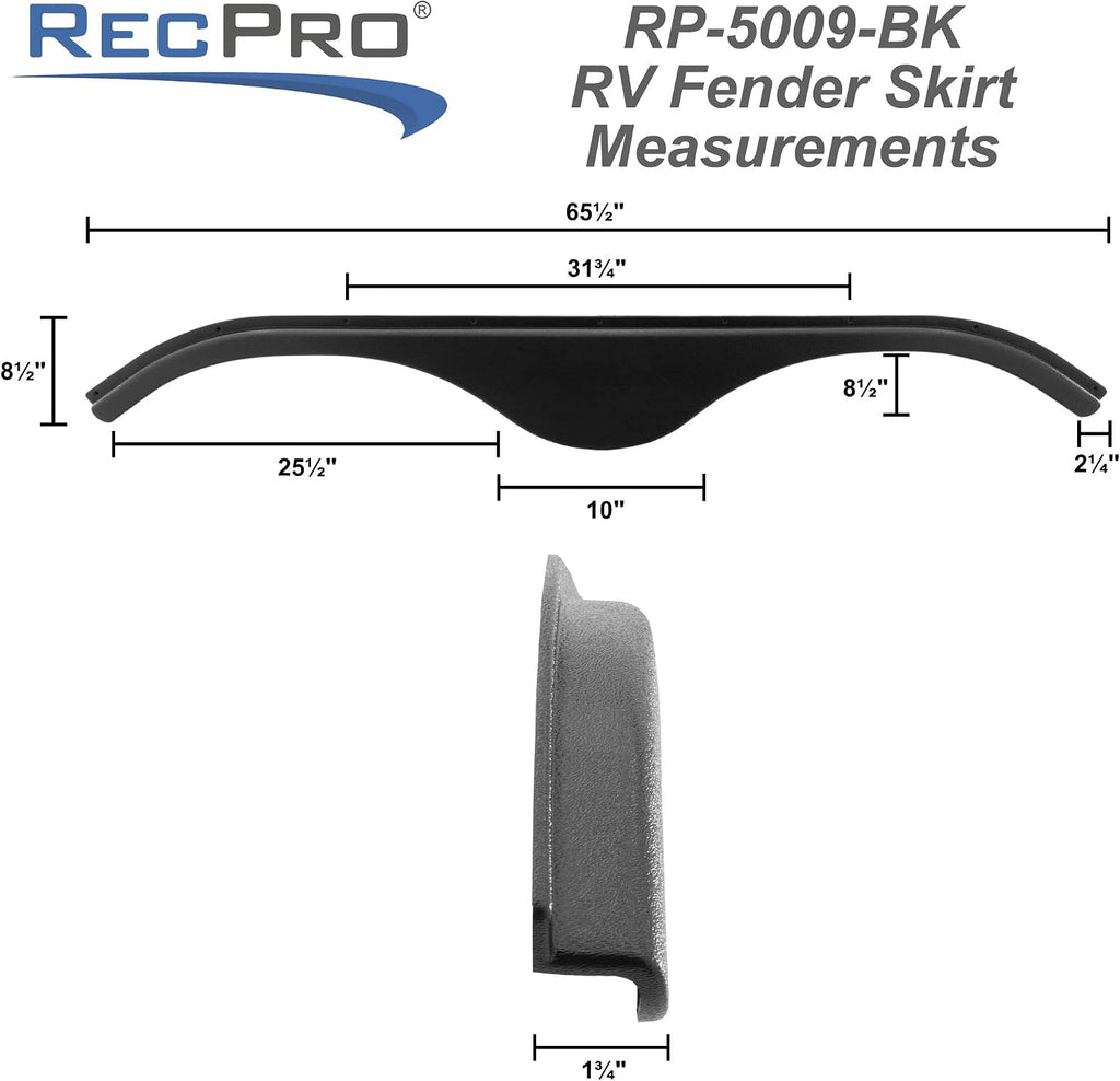 RecPro RV Tandem Fender Skirt | 65 1/2' W x 8 1/2' H (Black, 2 Fender Skirts)
